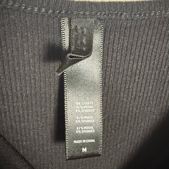 Skims Onyx Black Ribbed Sleeveless Soft Lounge Slip Cami Mini Dress Size Medium - Picture 7 of 7